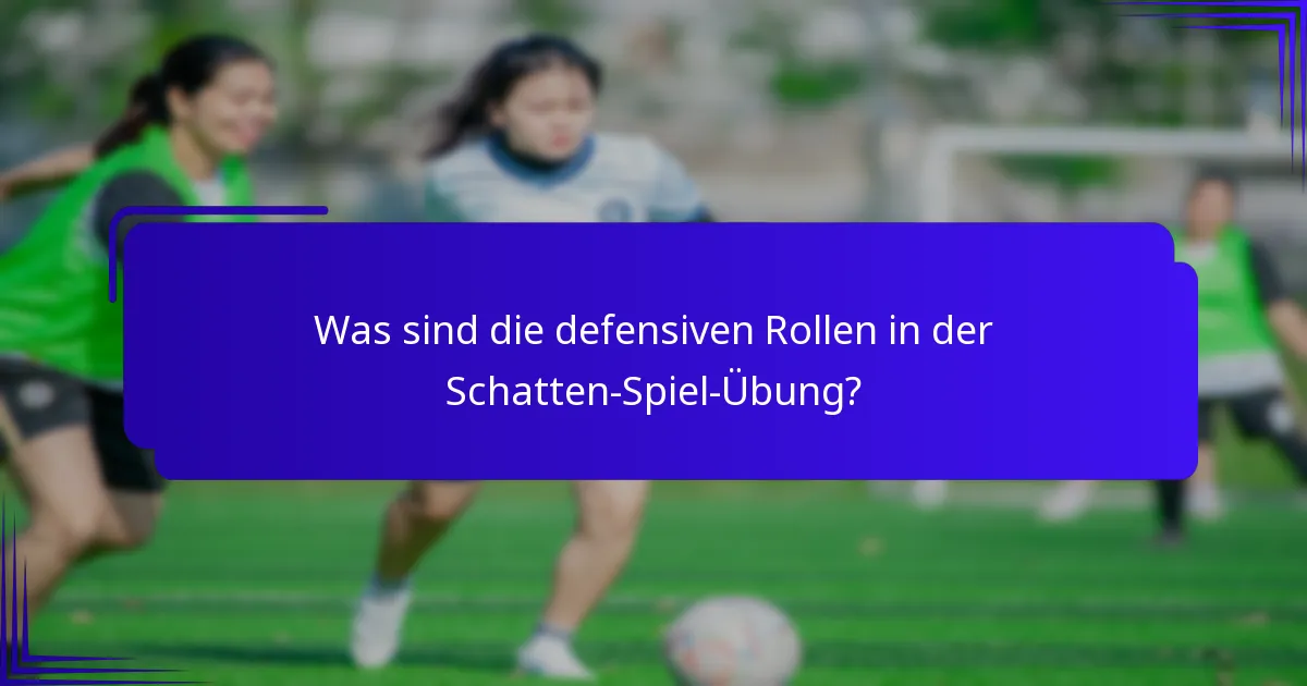 Was sind die defensiven Rollen in der Schatten-Spiel-Übung?